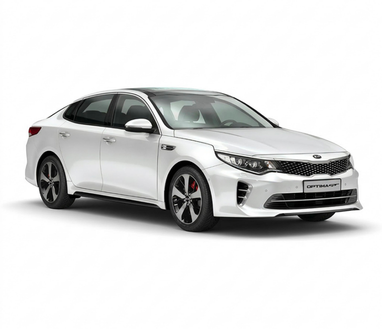 Marque : Kia 
Modèle :  Optima
Capacité : 5 Places
Transmission : Automatique
Options : Climatisation intégrale, Intérieur cuir, Vitres teintées.
